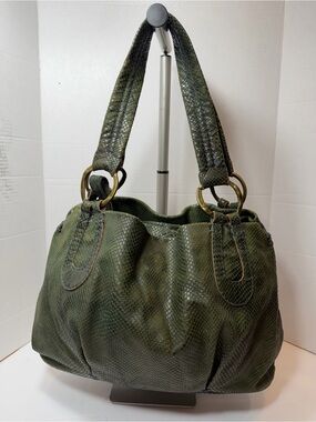 49 square mile leather bag Olive Green Textured Leather Shoulder Bag Y2K